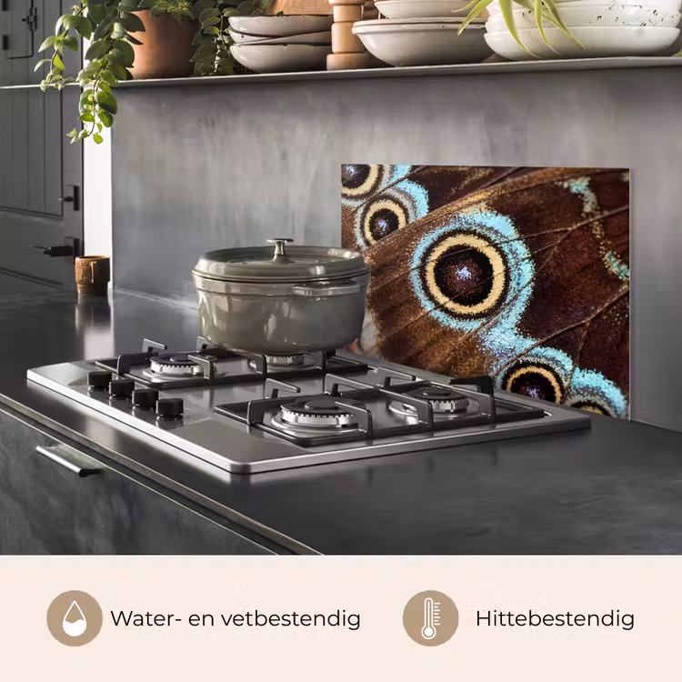 Spatscherm keuken - Vleugels - Vlinder - Blauw — 7
