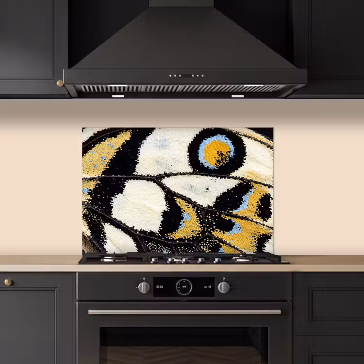 Spatscherm keuken - Vlinder - Vleugel - Geel — 2