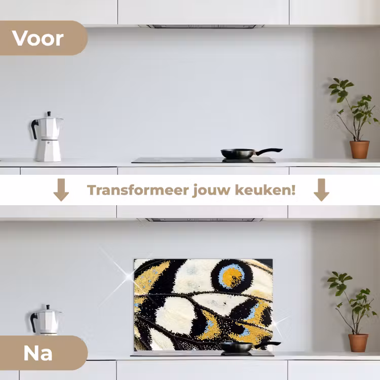 Spatscherm keuken - Vlinder - Vleugel - Geel — 3