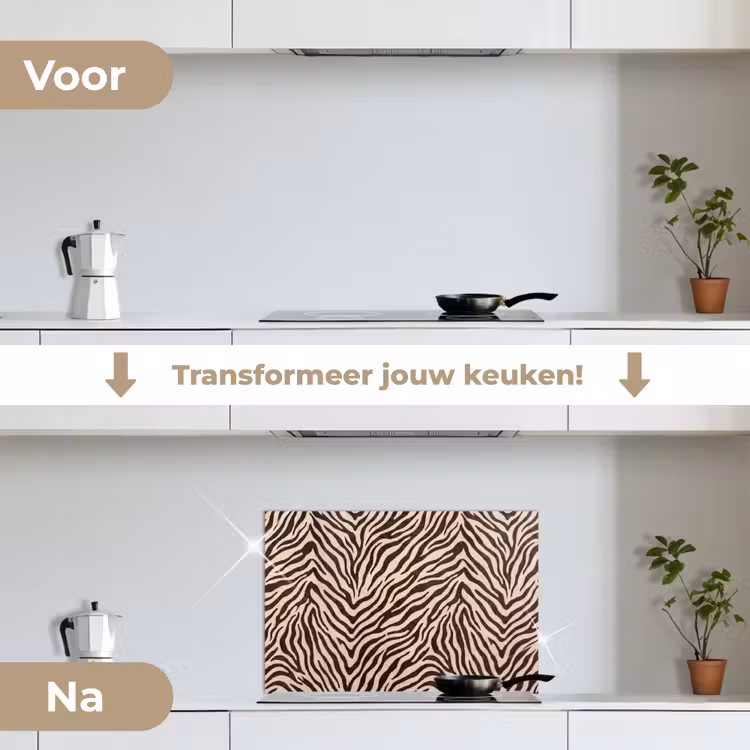 Spatscherm keuken - Zebra - Strepen - Bruin — 3