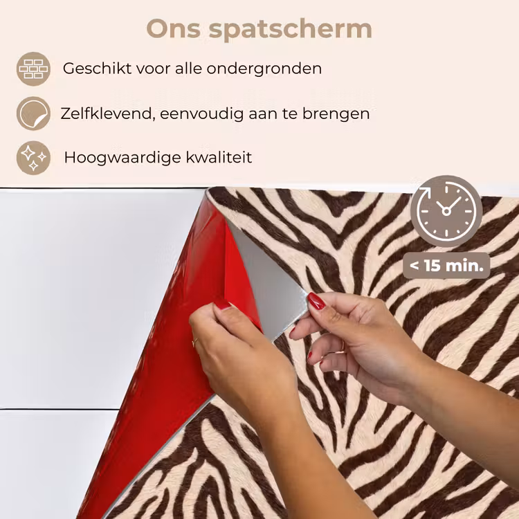 Spatscherm keuken - Zebra - Strepen - Bruin — 4