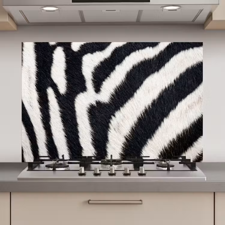 Spatscherm keuken - Zebra - Vacht - Klassiek - Zwart - Wit — 1