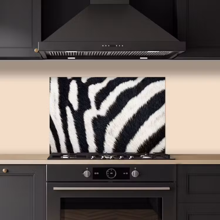 Spatscherm keuken - Zebra - Vacht - Klassiek - Zwart - Wit — 2