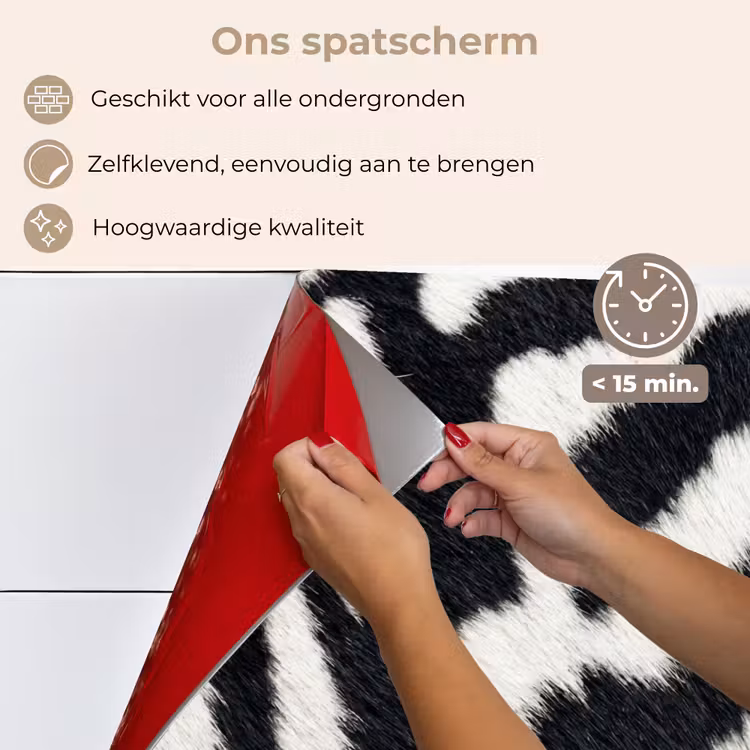 Spatscherm keuken - Zebra - Vacht - Klassiek - Zwart - Wit — 4