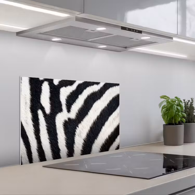 Spatscherm keuken - Zebra - Vacht - Klassiek - Zwart - Wit — 5