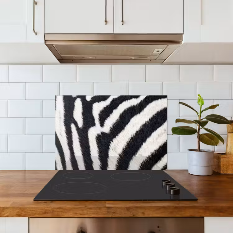 Spatscherm keuken - Zebra - Vacht - Klassiek - Zwart - Wit — 6