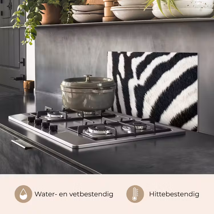 Spatscherm keuken - Zebra - Vacht - Klassiek - Zwart - Wit — 7
