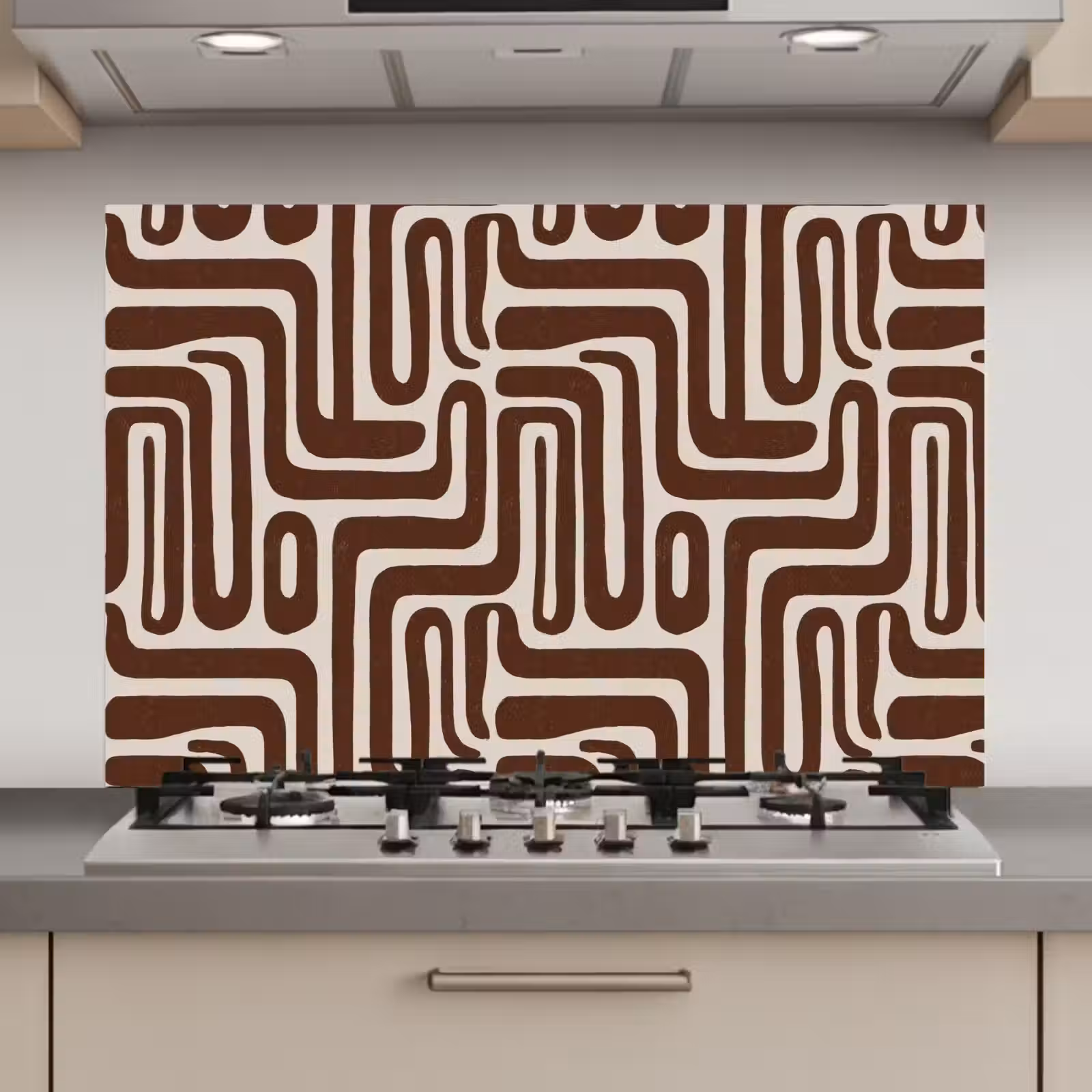 Spatscherm keuken - Abstract - Patroon - Bruin — 1