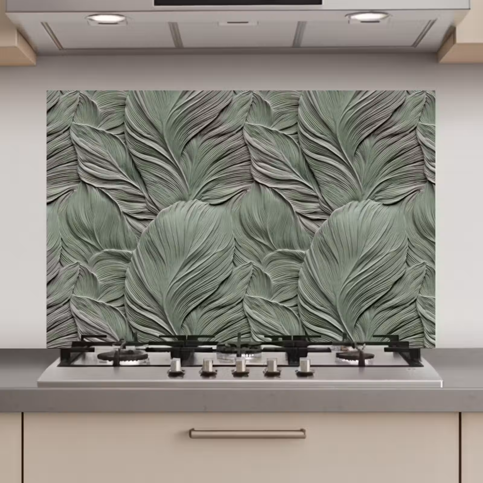 Spatscherm keuken - Bladeren - Textuur - Groen — 1