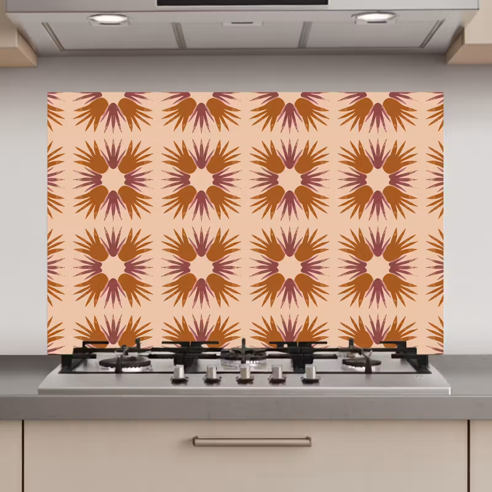 Spatscherm keuken - Ornament - Patroon - Oker — 1