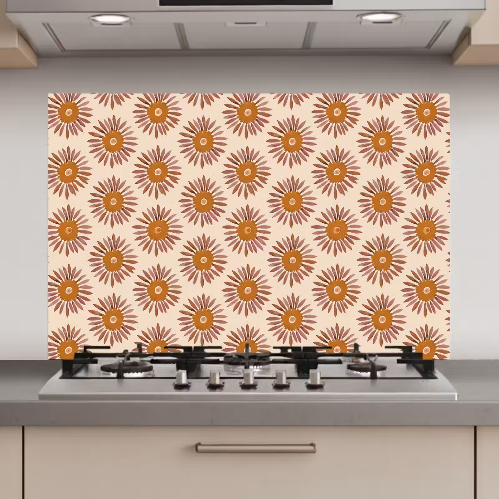 Spatscherm keuken - Patroon - Retro - Bruin — 1