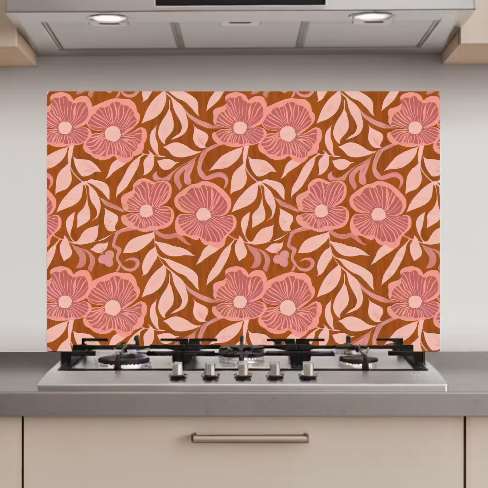 Spatscherm keuken - Sfeer - Bloemen - Roze — 1