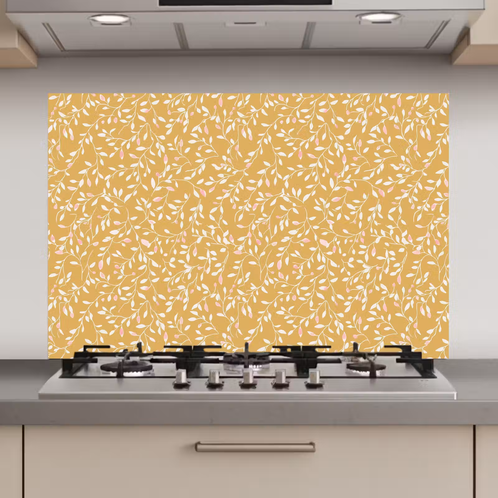 Spatscherm keuken - Takjes - Patroon - Oker — 1