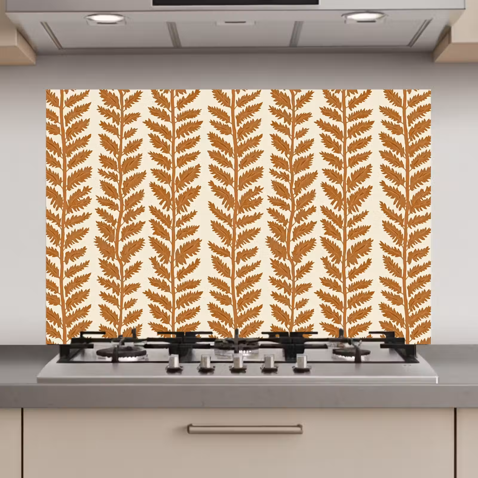 Spatscherm keuken - Textuur - Bladeren - Oker — 1
