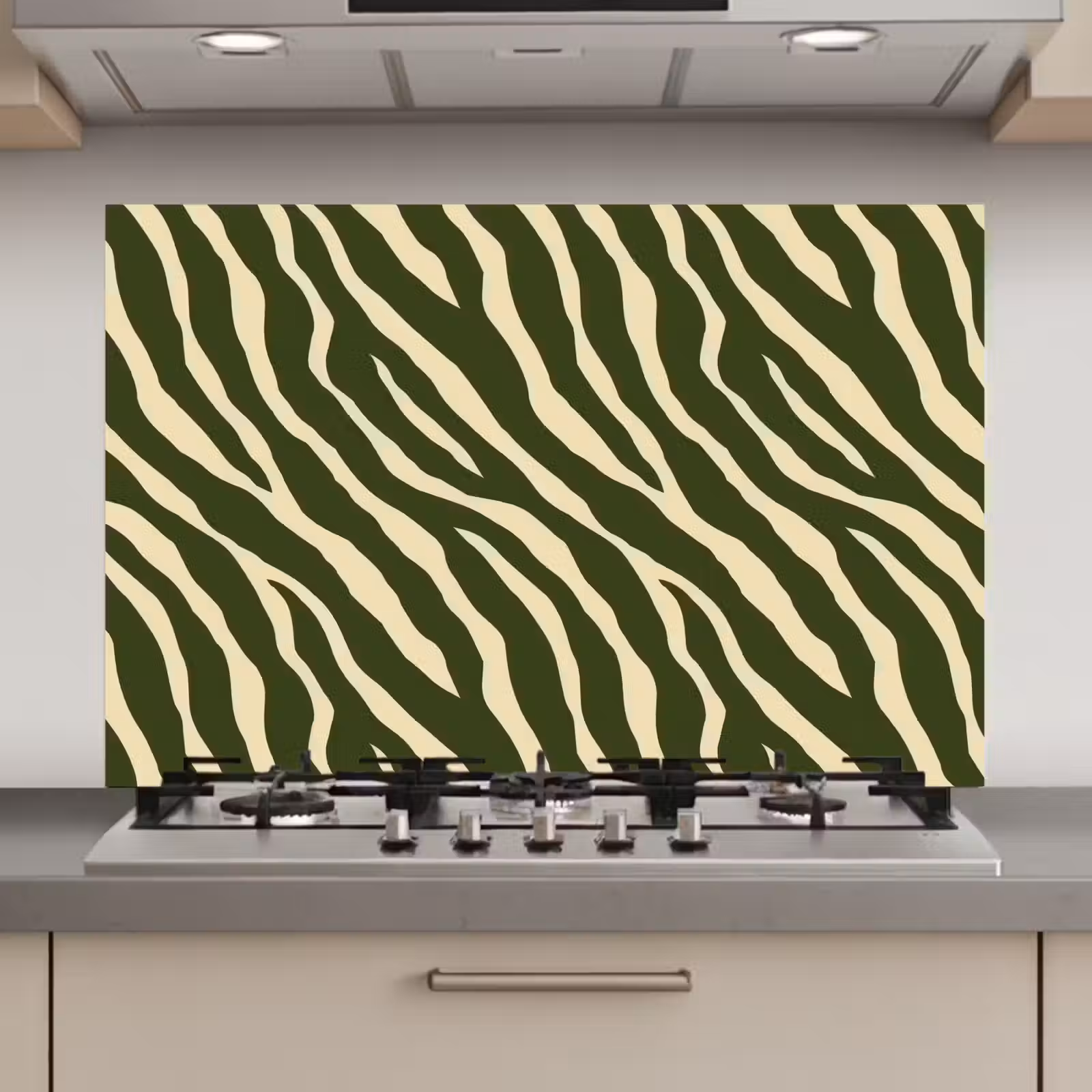 Spatscherm keuken - Zebra - Patroon - Groen — 1