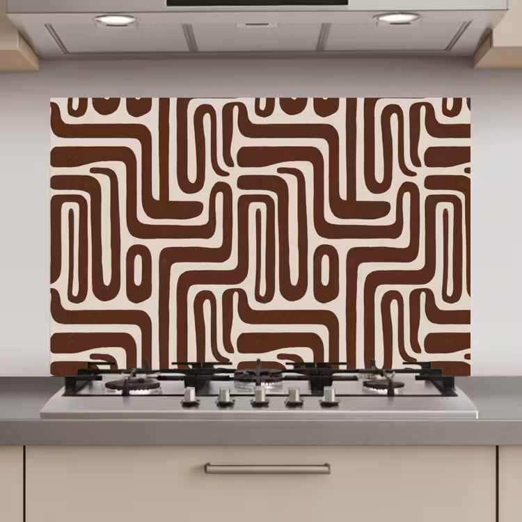 Spatscherm keuken - Abstract - Patroon - Bruin — 1