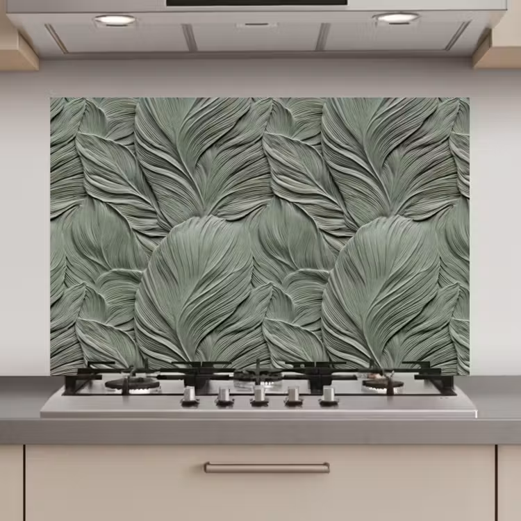 Spatscherm keuken - Bladeren - Textuur - Groen — 1