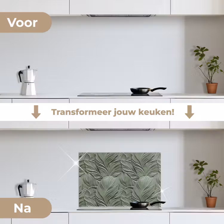 Spatscherm keuken - Bladeren - Textuur - Groen — 3