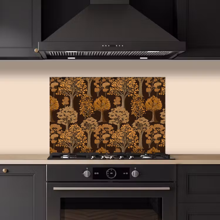 Spatscherm keuken - Bomen - Patroon - Bruin — 2