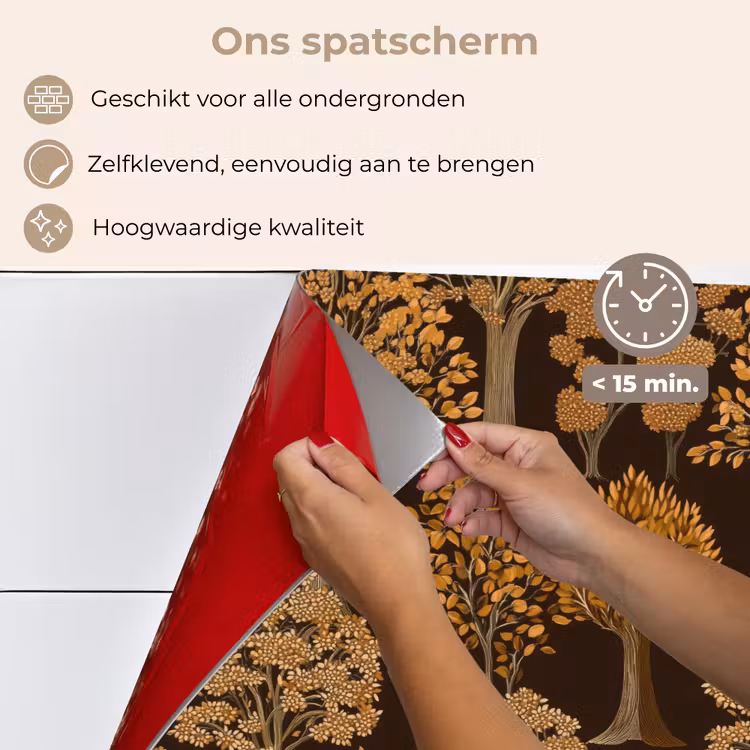 Spatscherm keuken - Bomen - Patroon - Bruin — 4