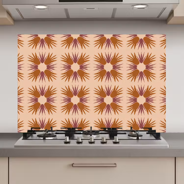Spatscherm keuken - Ornament - Patroon - Oker — 1