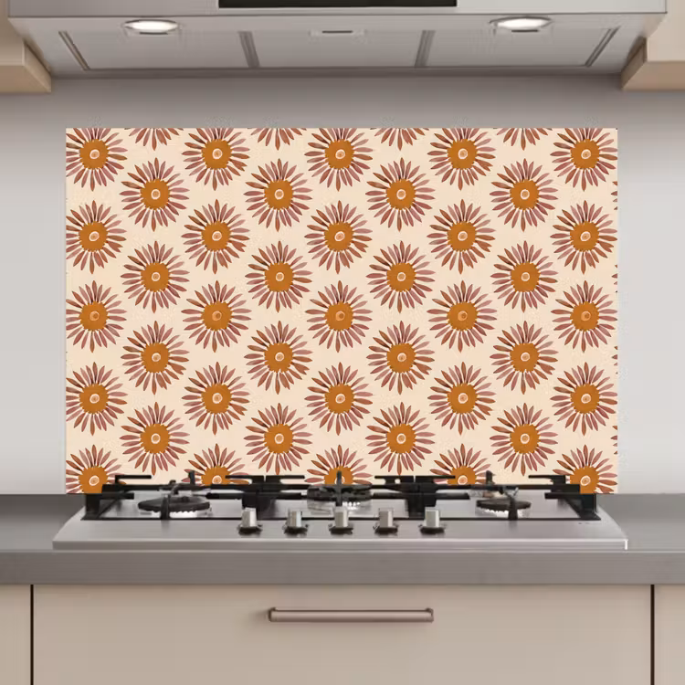 Spatscherm keuken - Patroon - Retro - Bruin — 1