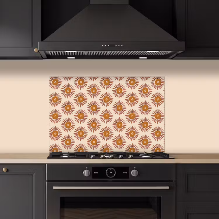 Spatscherm keuken - Patroon - Retro - Bruin — 2