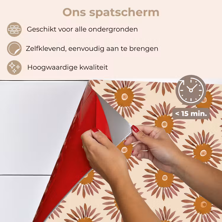 Spatscherm keuken - Patroon - Retro - Bruin — 4