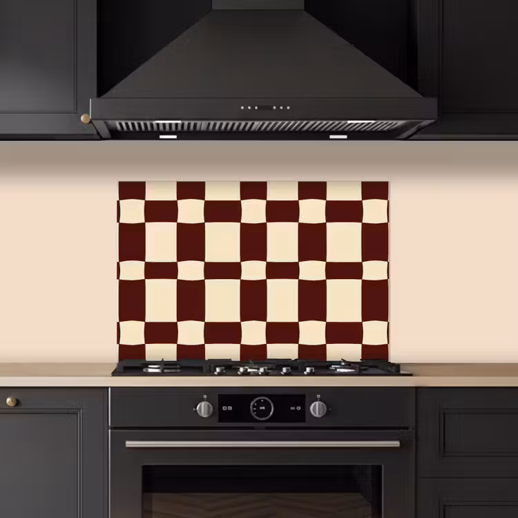 Spatscherm keuken - Retro - Patroon - Bruin — 2