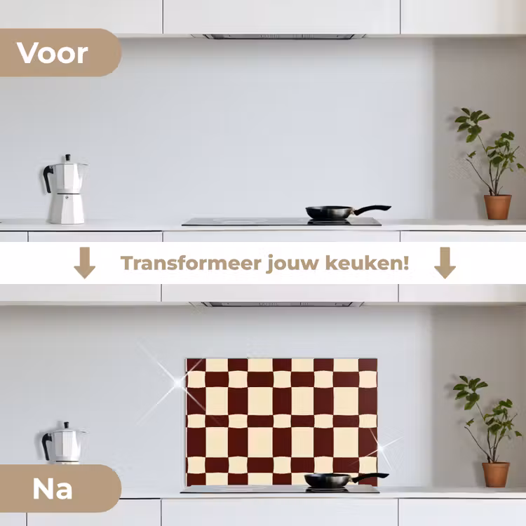 Spatscherm keuken - Retro - Patroon - Bruin — 3