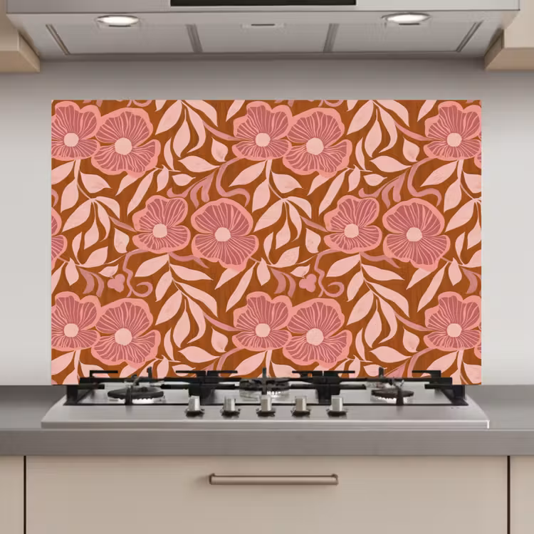 Spatscherm keuken - Sfeer - Bloemen - Roze — 1