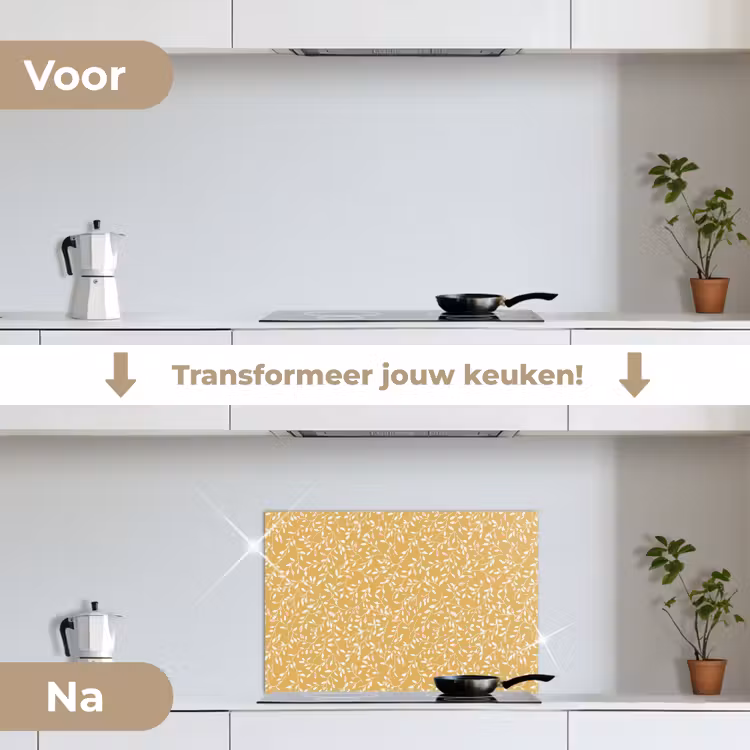 Spatscherm keuken - Takjes - Patroon - Oker — 3