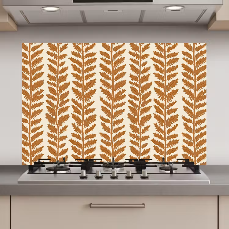 Spatscherm keuken - Textuur - Bladeren - Oker — 1