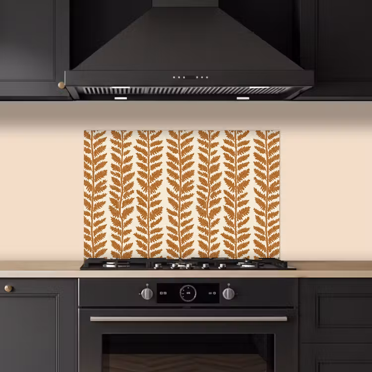 Spatscherm keuken - Textuur - Bladeren - Oker — 2