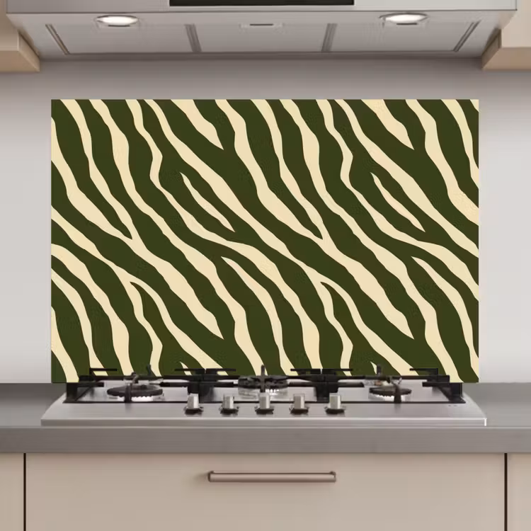 Spatscherm keuken - Zebra - Patroon - Groen — 1