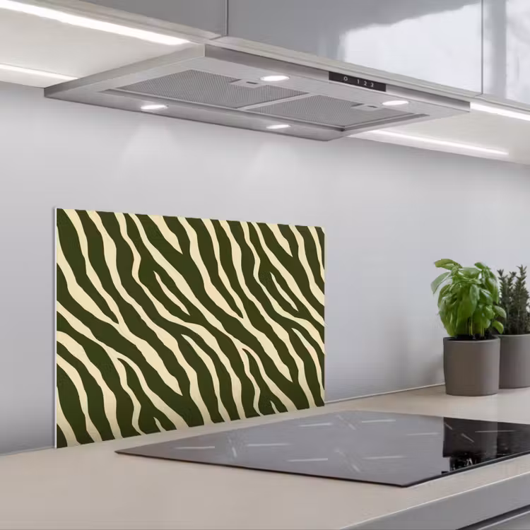 Spatscherm keuken - Zebra - Patroon - Groen — 5