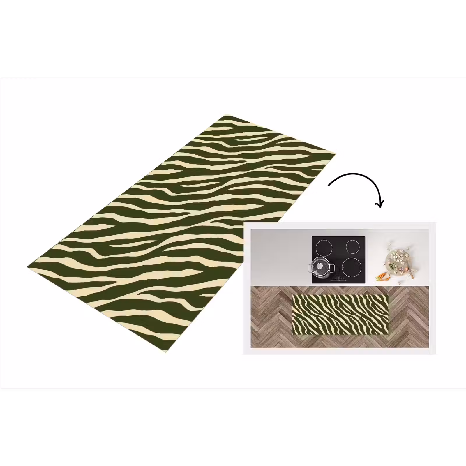 Keukenloper - Zebra - Patroon - Groen — 1