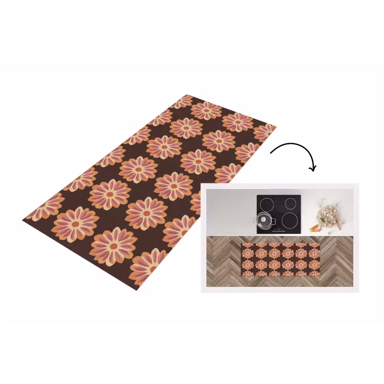 Keukenloper - Bloemen - Patroon - Bruin — 1