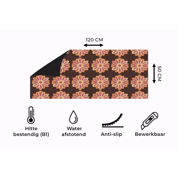 Keukenloper - Bloemen - Patroon - Bruin — 5
