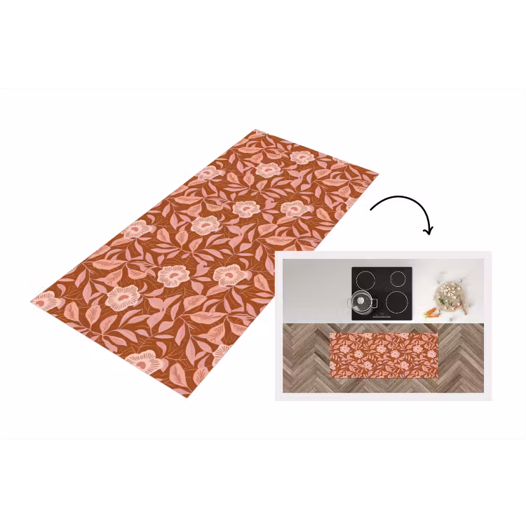 Keukenloper - Patroon - Bladeren - Terracotta — 1