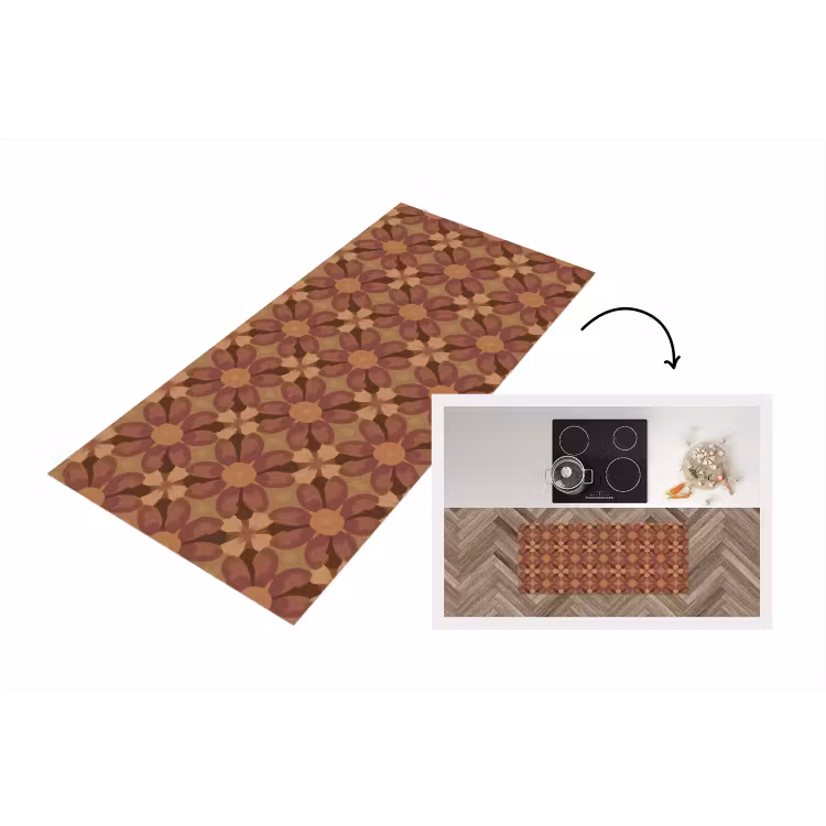 Keukenloper - Retro - Bloemen - Bruin — 1
