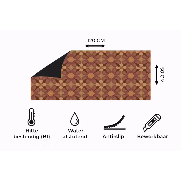 Keukenloper - Retro - Bloemen - Bruin — 5
