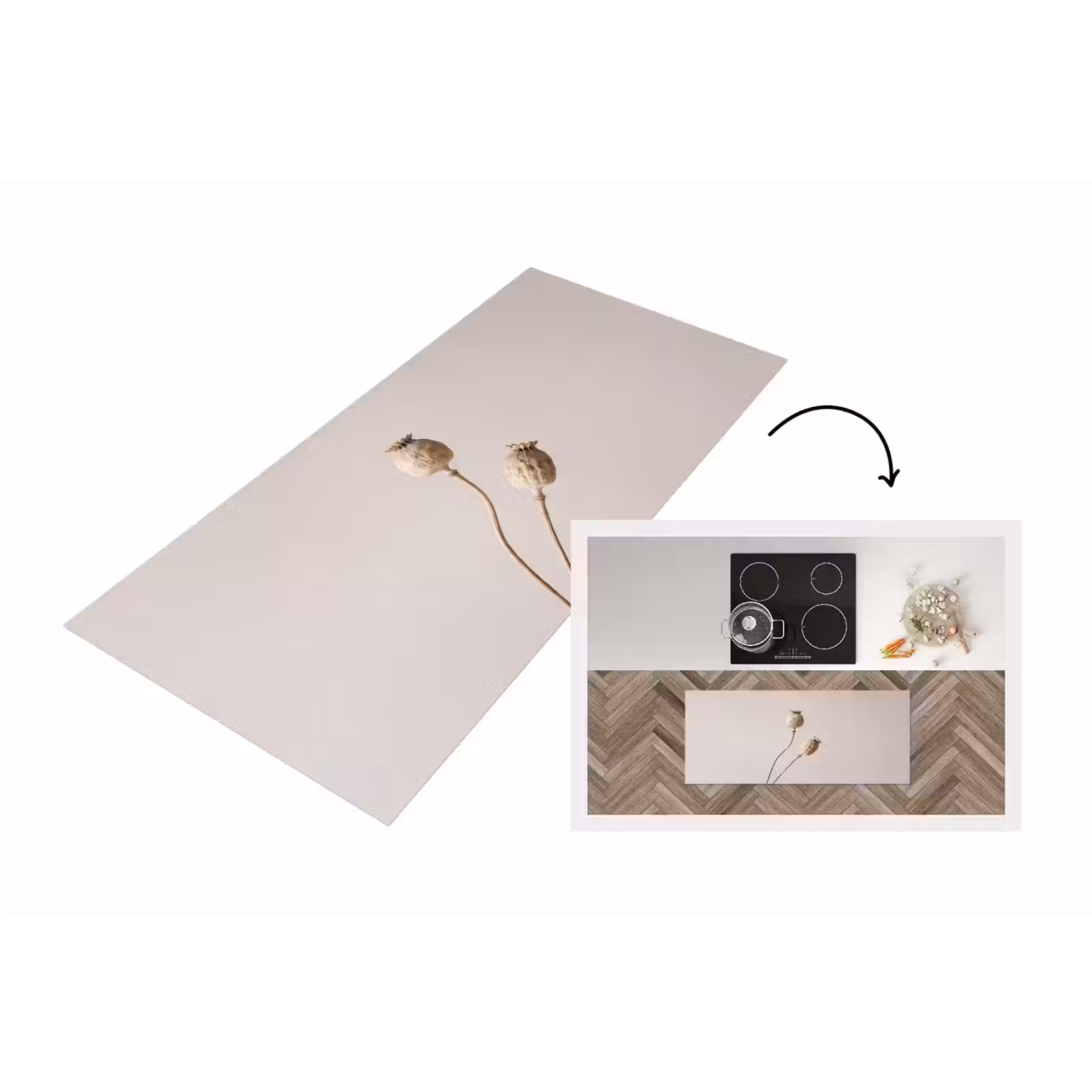 Keukenloper - Papaverbollen - Droogbloemen - Minimalistisch - Beige - Rustig — 1