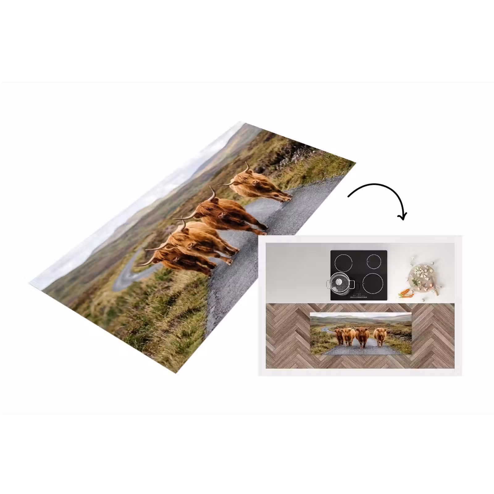 Keukenloper - Schotse Hooglanders - Weg - Landschap - Kudde — 1