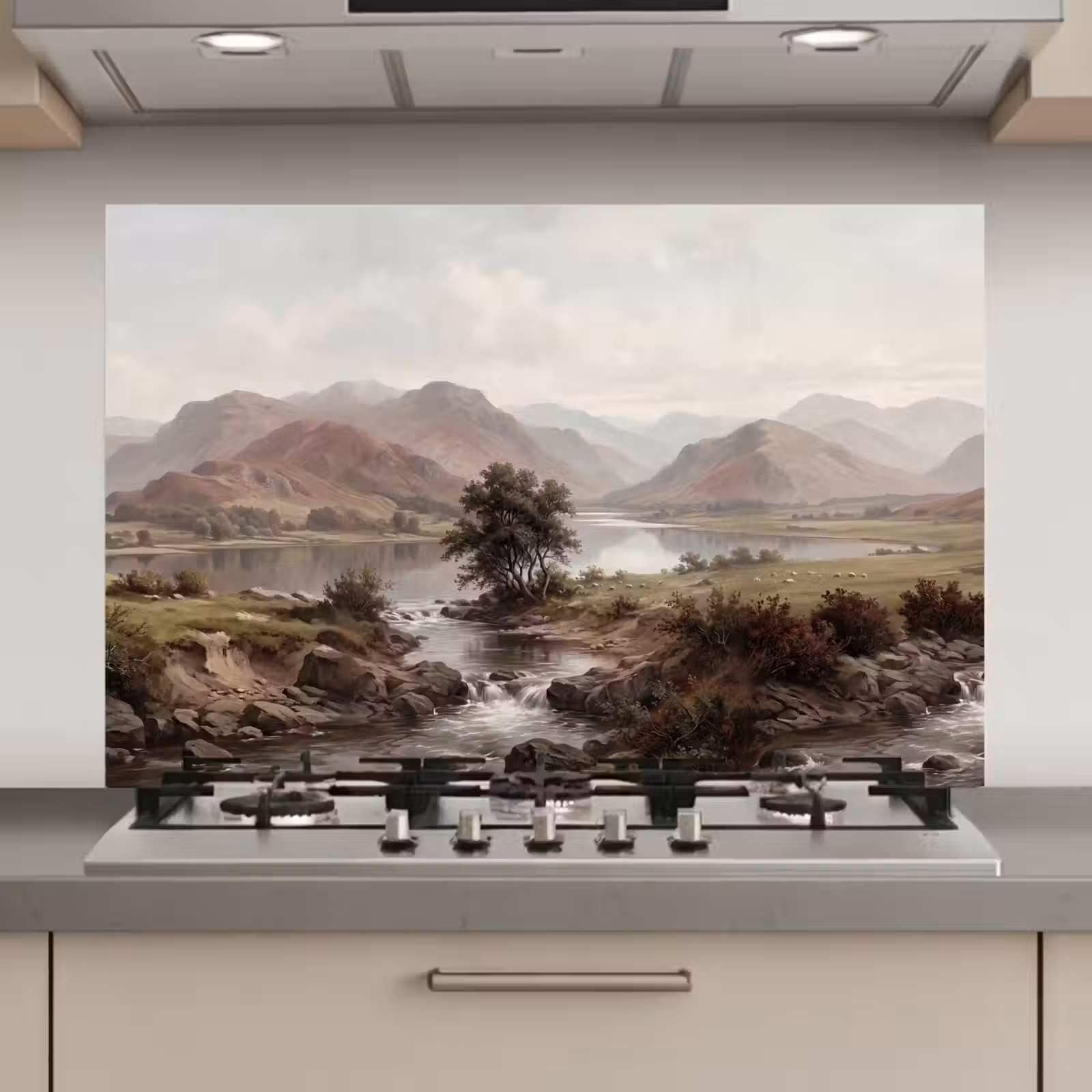Spatscherm keuken - Berglandschap - Meer - Bergen - Vallei - Klassiek — 1