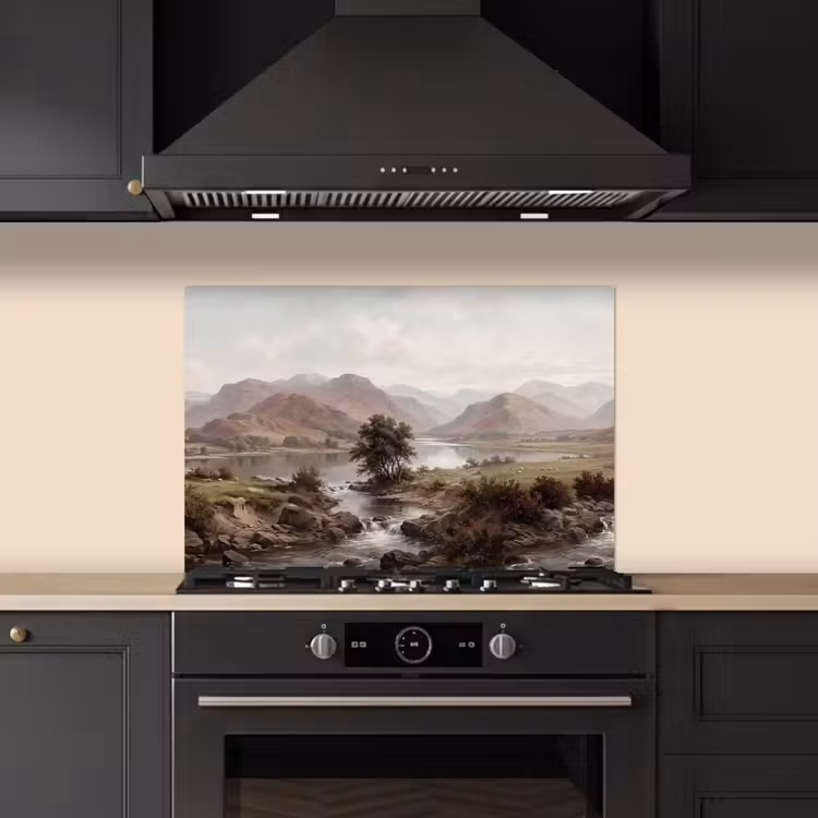Spatscherm keuken - Berglandschap - Meer - Bergen - Vallei - Klassiek — 2