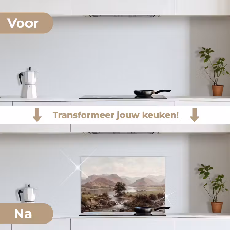 Spatscherm keuken - Berglandschap - Meer - Bergen - Vallei - Klassiek — 3