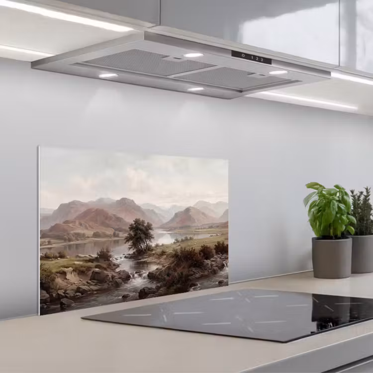 Spatscherm keuken - Berglandschap - Meer - Bergen - Vallei - Klassiek — 5