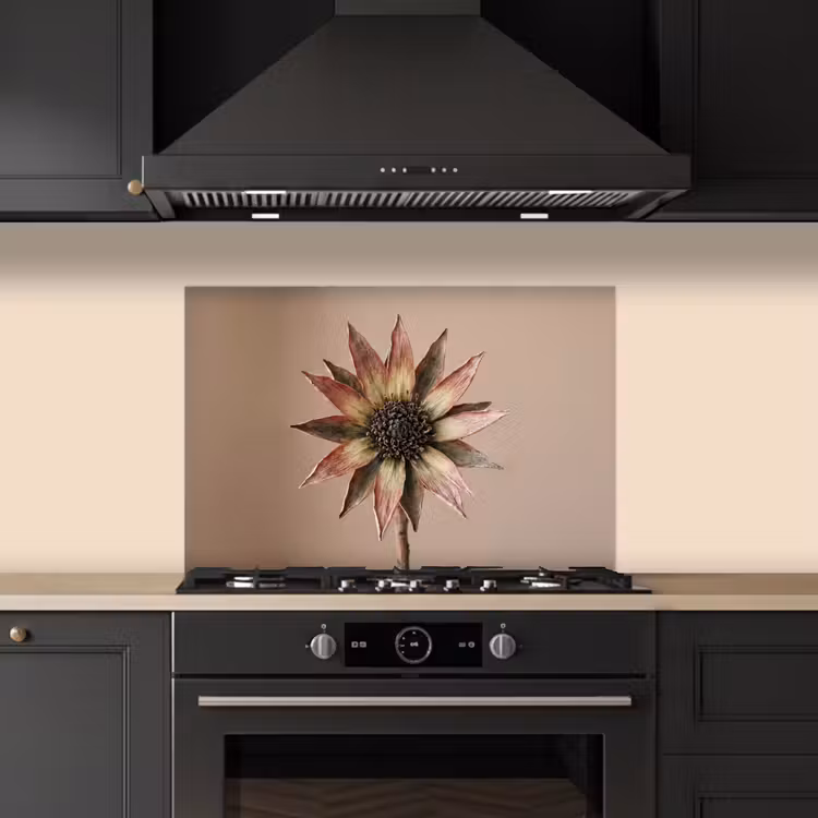 Spatscherm keuken - Droogbloem - Protea - Vintage - Beige - Rustiek — 2