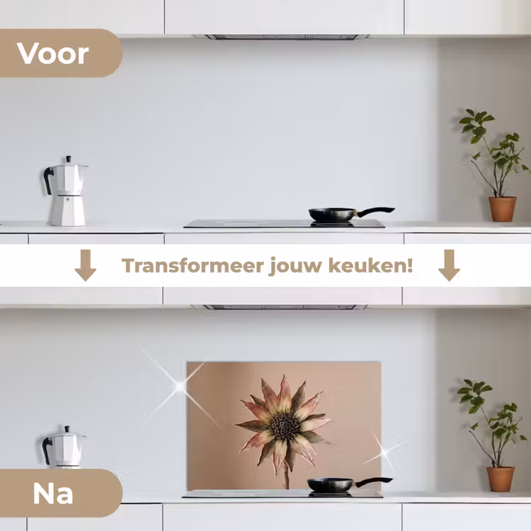 Spatscherm keuken - Droogbloem - Protea - Vintage - Beige - Rustiek — 3